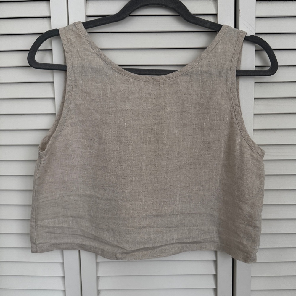 Not Perfect Linen Linen Scoop Back Tank - S - Natural